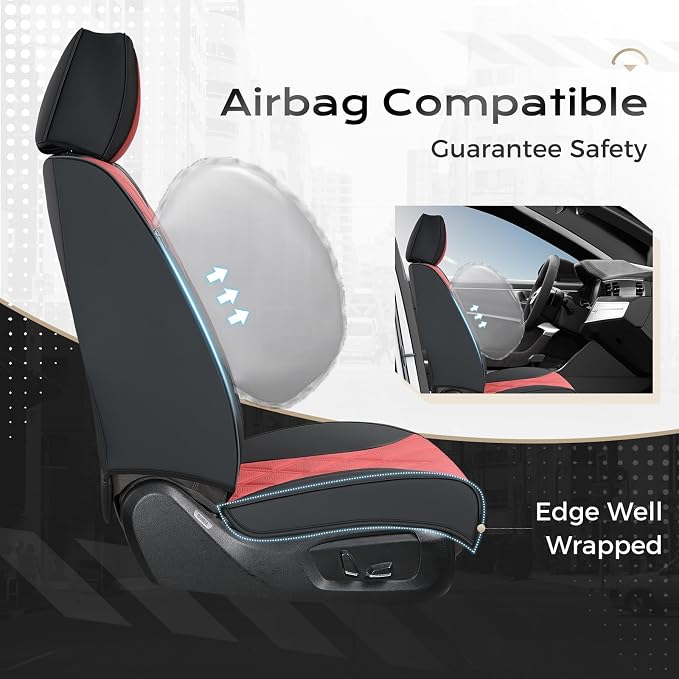 Coverado Car Seat Covers Full Set, Seat Covers for Cars, Front Seat Covers and Back Seat Cover Waterproof Leather Automotive Seat Cover, Universal Car Interior Protectors Cushion for Most Cars