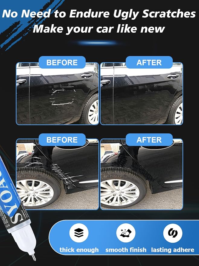 SYOAUTO Gloss Black Car Touch Up Paint Auto Touch Up Paint 0.4 oz Gloss Black Automotive Scratch Repair Pen Brush and Tip 2 in 1