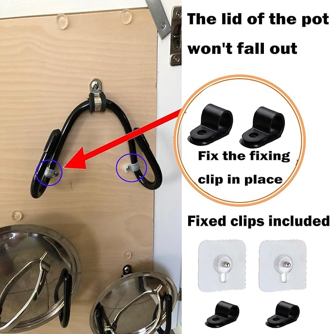 2 Pack Pot Lid Organizer Rack, No Drilling Adhesive Wall/Door Mounted Rustproof