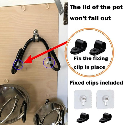 2 Pack Pot Lid Organizer Rack, No Drilling Adhesive Wall/Door Mounted Rustproof