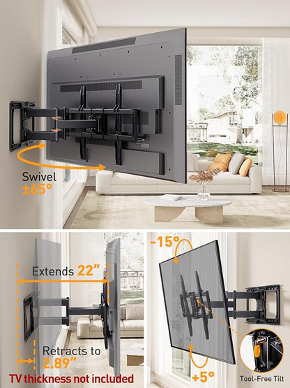 Perlegear UL-Listed Full Motion TV Wall Mount