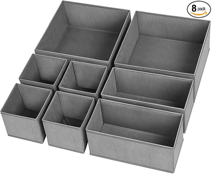 Criusia Drawer Organizer Clothes, 8 Pack Underwear Organizer, Foldable Closet