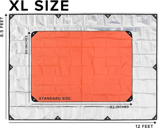 Arcturus XL Survival Tarp - Insulated Reflective Thermal Camping Tarp - 8.5' x 12' (Orange)