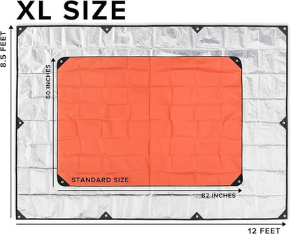 Arcturus XL Survival Tarp - Insulated Reflective Thermal Camping Tarp - 8.5' x 12' (Orange)