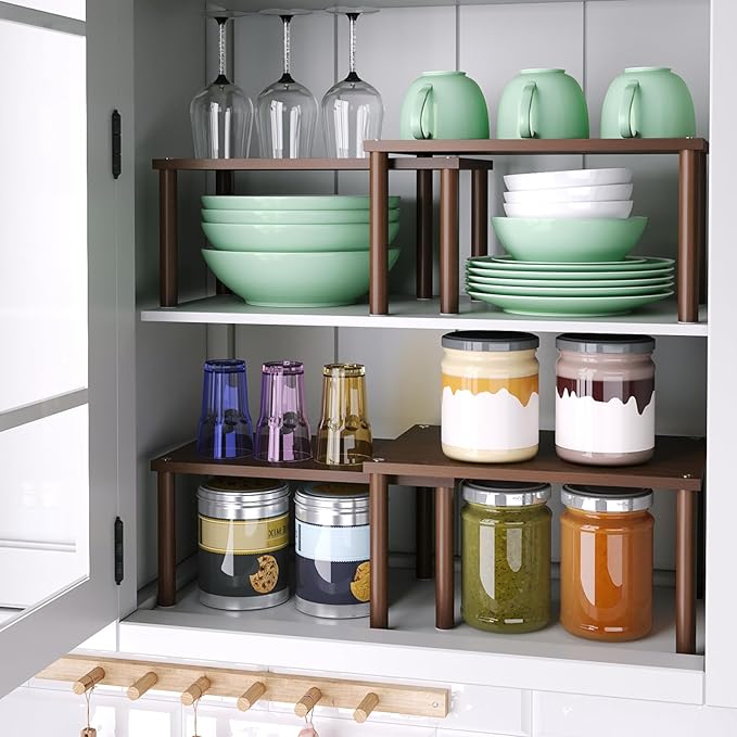 VERTORGAN Cabinet Organizer Shelf, Kitchen Counter Shelves, Bamboo Spice Rack