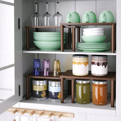 VERTORGAN Cabinet Organizer Shelf, Kitchen Counter Shelves, Bamboo Spice Rack