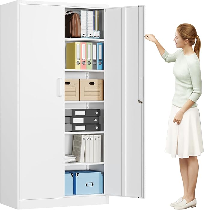 MIIIKO 72" White Metal 5-Shelf Cabinet