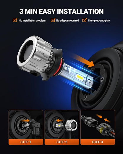 SEALIGHT 9006/HB4 Bulbs 70000LM Ultra-Bright, 70000+ Lifespan Fog Lights, 6500K Cool White 9006 Light Bulbs,Pack of 2