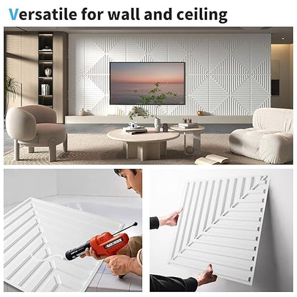 Art3d 12-Pack Drop Ceiling Tiles 2x2 FT, PVC 3D Textured Panels