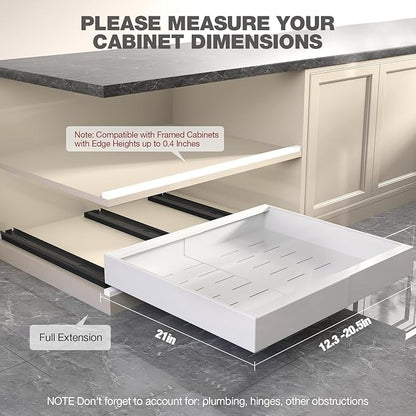 Seinloes 4 Pack Pull Out Cabinet Organizer 21" Deep, Full Extension 3 Slide