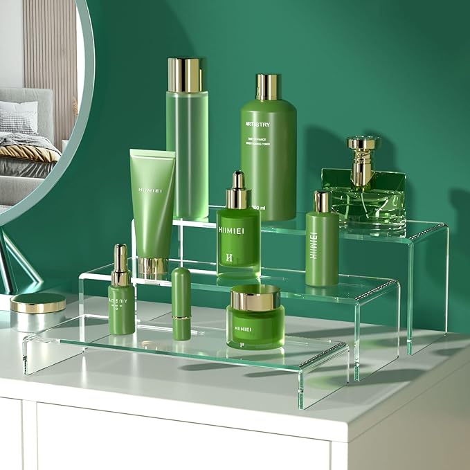 HIIMIEI Acrylic Display Riser, Thickened to 5mm Clear Rectangular Display Shelf