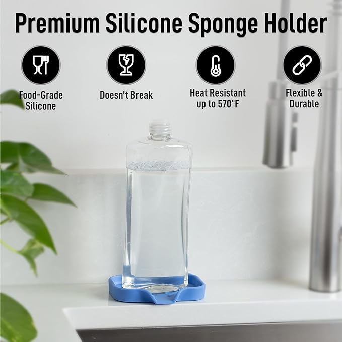 Zulay Kitchen Small Silicone Sponge Holder – Space-Saving Sink Organizer Tray