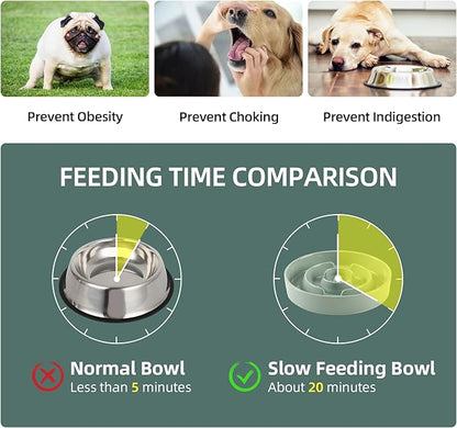3.2 Cup Ceramic Raised Slow Feeder Dog Bowl Set, Elevated 8.2inch Bowl and
