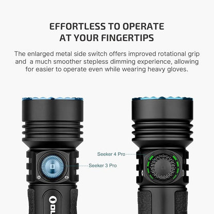 OLIGHT Seeker 4 Pro Rechargeable Flashlights, 4600 Lumens High Powerful Bright Light with USB C Holster, Waterproof IPX8 for Emergencies, Camping, Searching (Matte Black Cool White)