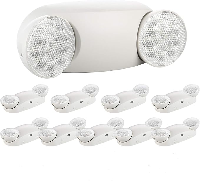 SPECTSUN 10 Pack LED Emergency EXIT Sign Lighting Combo- 120-277V Emergency Exit Lights for Home Power Failure-UL 924 Certified Commercial Emergency Light Fixtures,Ebulb Led Light Bulb