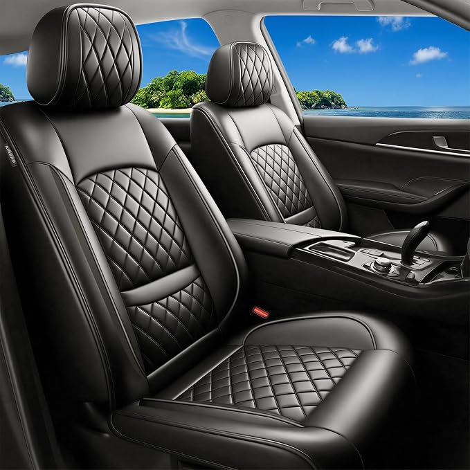Car Seat Covers Compatible with Hyundai Tucson 2010-2025 2026- Full Set 5 Seats Luxury Leather All-Weather Seat Cushions & Protectors, Waterproof & Breathable, Airbag Compatible (Black)