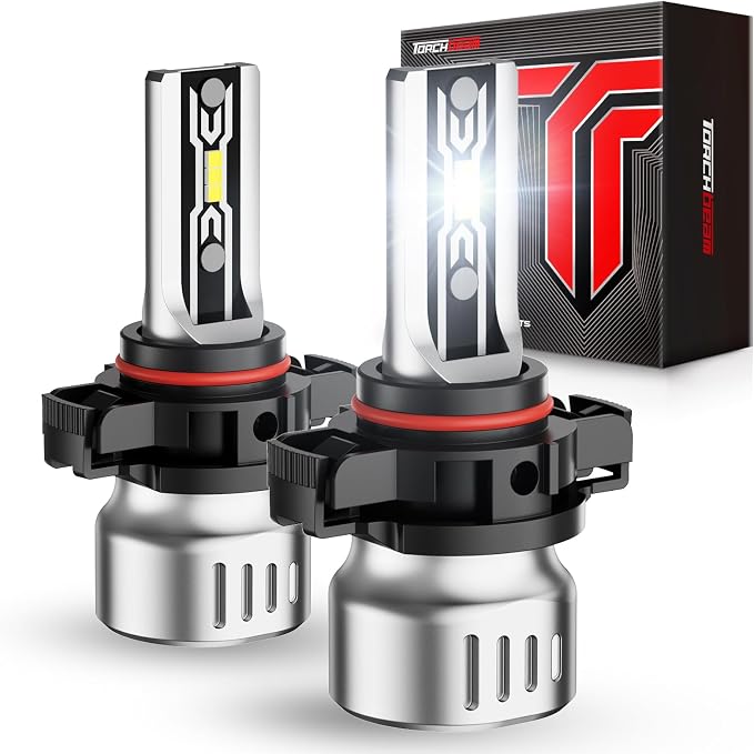 Torchbeam 5202 LED Fog Light Bulbs or DRL, 12000LM 6500K Cool White, 1:1Mini Size 5202 5201 PS19W PS24W LED Fog Lights, 60000HRS Lifespan For Cars, Trucks,and SUVs,Pack of 2