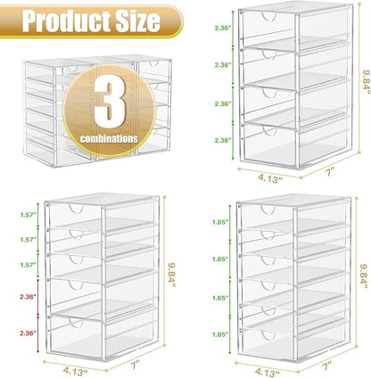 Acrylic 3 Pack Desk Organizers and Accessories, Makeup Organizer Storage