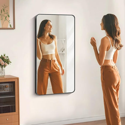 24" x 48"Bathroom Mirror, Matte Black Wall Mirror