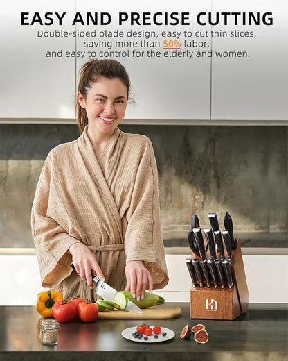 KnifeSaga Knife Set, Enduring Razor-Sharp High Carbon Stainless Steel Chef