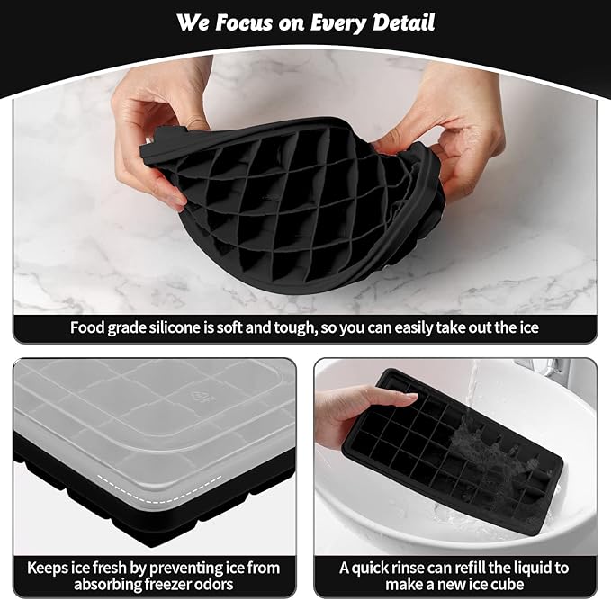 Silicone Ice Cube Tray with Leak-Proof Lid & Storage Bin