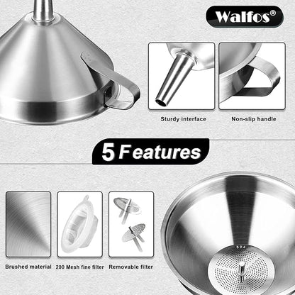 Walfos 3Pcs Kitchen Funnel