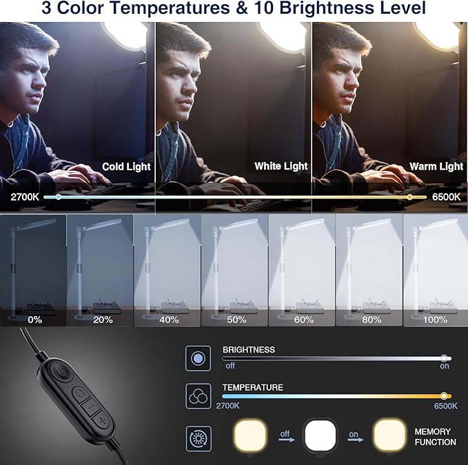 Lighting for Video Calls, 30 Light Modes Video Conference Light, Desk Ring Light