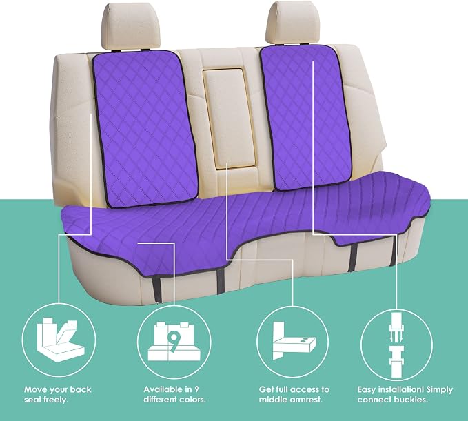 FH Group Car Seat Cover Cushion - Cars Trucks SUV, Neosupreme Car Seat Cushions, Waterproof Car Seat Cover Cushion, Universal Fit Car Seat Protector Rear Set Purple