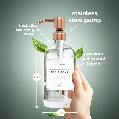 Vine Creations Clear Glass Soap Dispenser, 2 Pack Kitchen Soap Dispenser Set