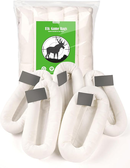 Elk Game Bags 5 Pack, Essential Hunting Gear & Accessories, Field Dressing Quarter Meat Bag, Medium to Large Wild Hunting Gear Bag for Elk, Deer, Caribou,and Moose