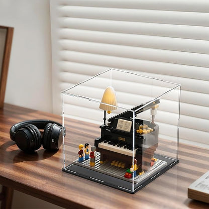 11 Inch Acrylic Case for Display, Clear Display Acrylic Box for Collectibles, Alternative Glass Case with Matt Black Stand for Display Action Figures