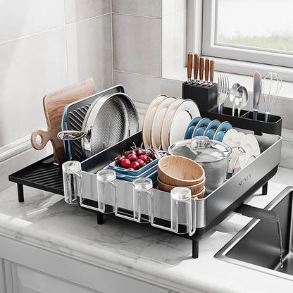 SUNLY Large Dish Drying Rack, Expandable Dish Racks