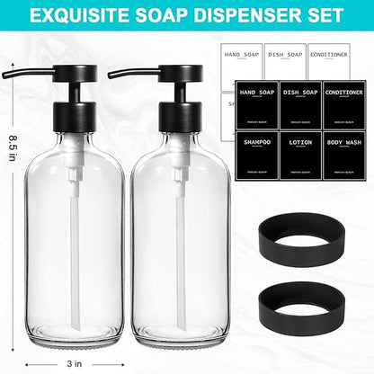 RYTOXILO Clear Soap Dispenser 2 Pack, Glass Soap Dispenser