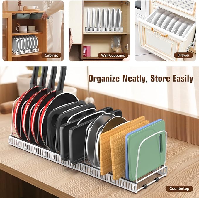 Housolution Cutting Board Organizer Rack, Expandable Baking Tray and Cookie