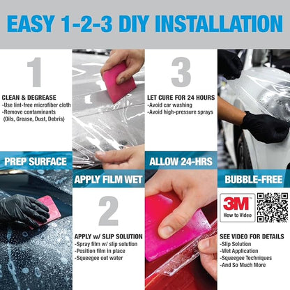 3M Clear Paint Protection Film, 8 mil PPF Vinyl Wrap with Self-Healing Technology, UV Protection, Non-Yellowing, Scratch Resistant, Glossy Finish (6 x 36in)