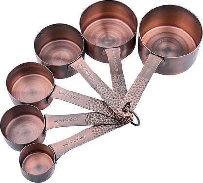 Measuring Cups and Spoons Set 14, Copper Measuring Cups and Spoons Set