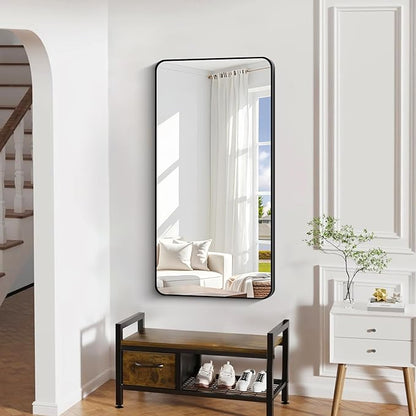 24" x 48"Bathroom Mirror, Matte Black Wall Mirror