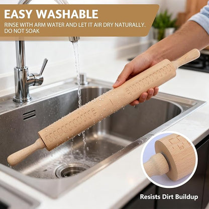 Long Adjustable Wood Rolling Pin: 21.1 Inch Rolling Pin