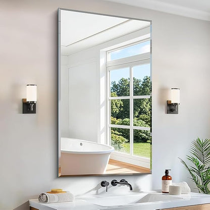CILIBER Beveled Bathroom Mirror, 24x40 Large Frameless Mirrors
