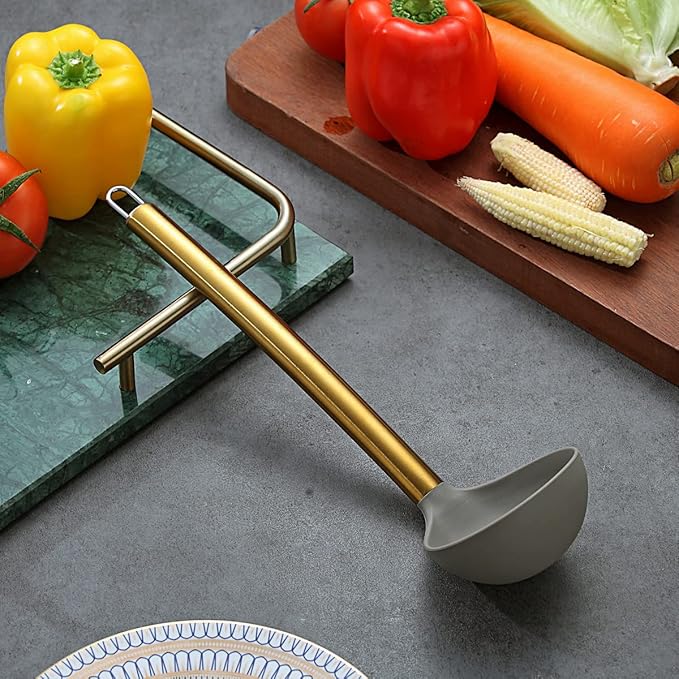 Gold Ladle, Berglander Non-stick Silicone Kitchen Ladle