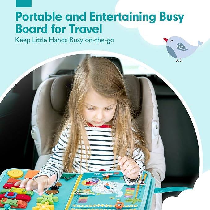 hahaland Busy Board for Toddlers Girls Montessori Toys for 3+ Year Old Farm Animals Preschool Learning Activities Toddler Travel Toys for 3+
