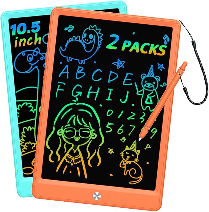 LCD Writing Tablet Doodle Board, Colorful Drawing Pad, Electronic Drawing Tablet, Drawing Pads,Travel Gifts for Kids Ages 3 4 5 6 7 8 Year Old Girls Boys (10.5 inch, Blue&Orange)