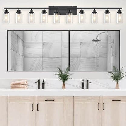 DIKAIDA 10 Light Bathroom Vanity Lights Over Mirror, 65.4inch Black Vanity