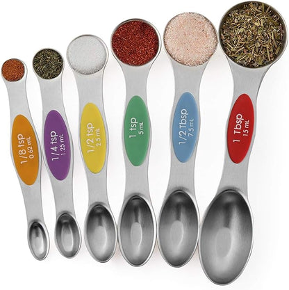 Magnetic Measuring Spoons Set Stainless Steel Stackable Dual Sided Teaspoons
