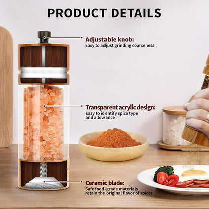 Salt and Pepper Grinder Set, Manual Salt Pepper Mills Grinders