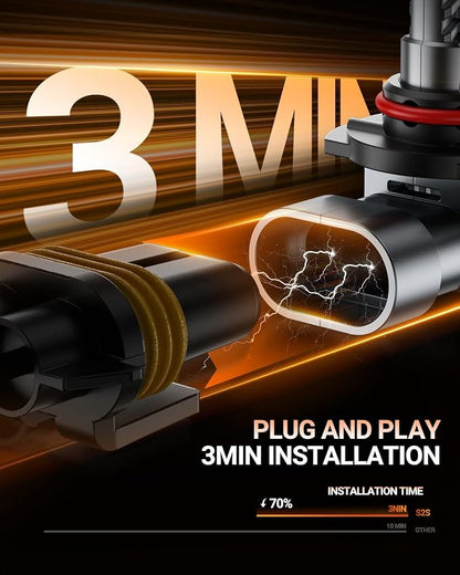SEALIGHT S2S HIR2/9012Light Bulbs, 70,000LM Super Brighter, 6500K Pure White 9012 Fog Bulbs with 25000RPM Cooling Fan, 70K+ Hours Lifespan, 2-Pack for Cars/Trucks/SUVs