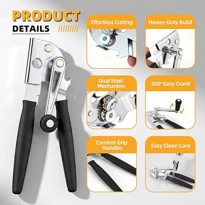 Manual Can Opener, Easy-Grip Hand Crank Can Opener