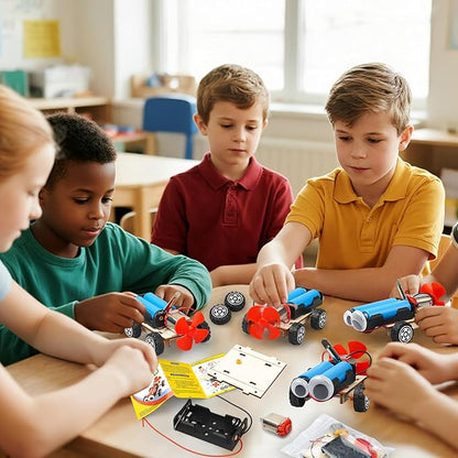 STEM Science Kits for Kids Age 8-12, 6 Set Wind-Powered Cars Science Experiments 6-8 8-10, Wood Building Crafts Kit for Boys Girls, School Classroom STEM Projects Toys Gifts for 6 7 8 9 10 12 Year Old