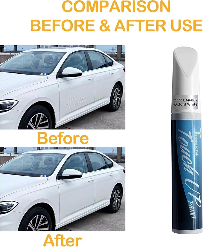 YZ/Z1/M6887 Oxford White Touch Up Paint for Ford Exact Match, Car PaintPen Scratch Repair 2 in 1 Touch Up Paint, Car Scratch Remover for Deep Scratches Exact Match Rapid Drying of Paint Coating