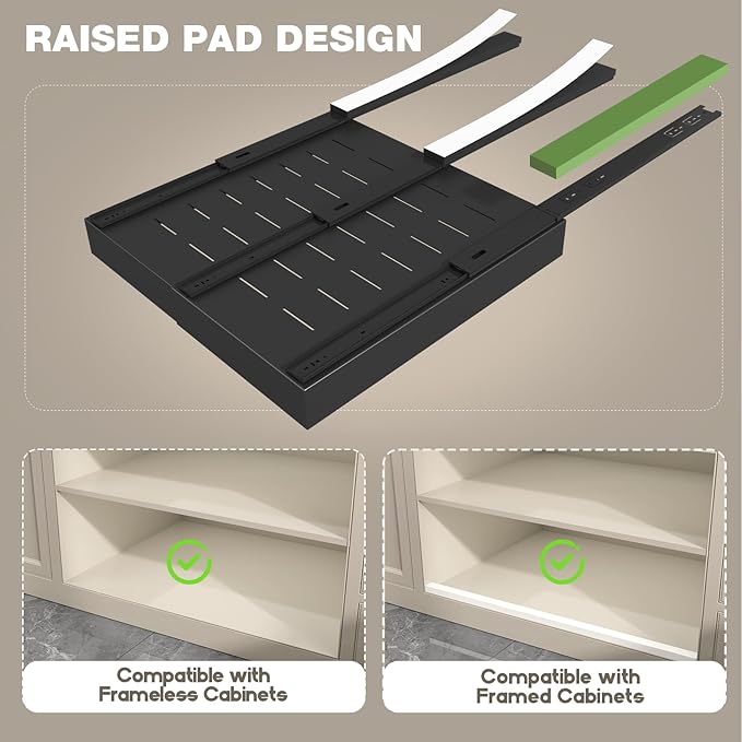 Seinloes 2 Pack Pull Out Cabinet Organizer 22" Deep, Full Extension 3 Slide